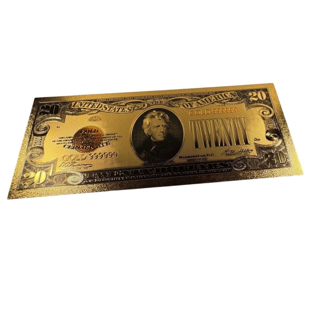 Gold Foil 20 Dollar Bill Novelty Banknote Andrew Jackson Collectible